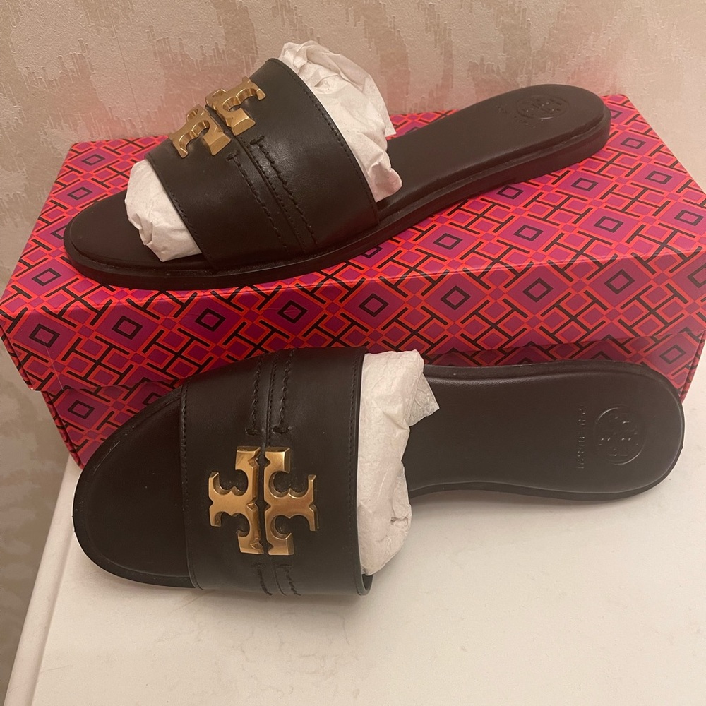 Tory Burch Everly Slide Sandal Gold Logo 9